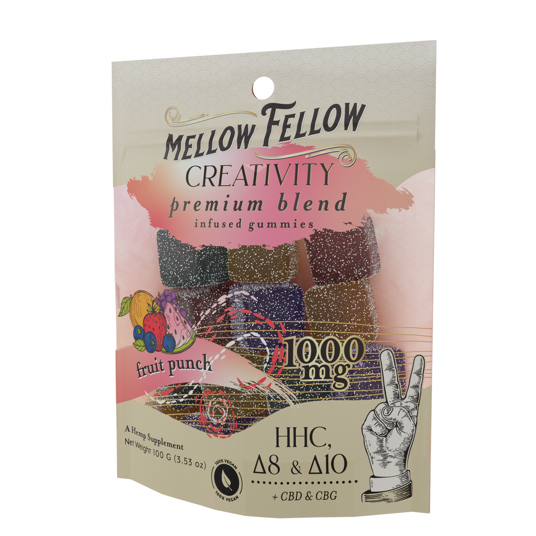 CBD, CBG, HHC, D8, D10 Mellow Fellow M-fusion edible gummies Creativity Blend 1000mg