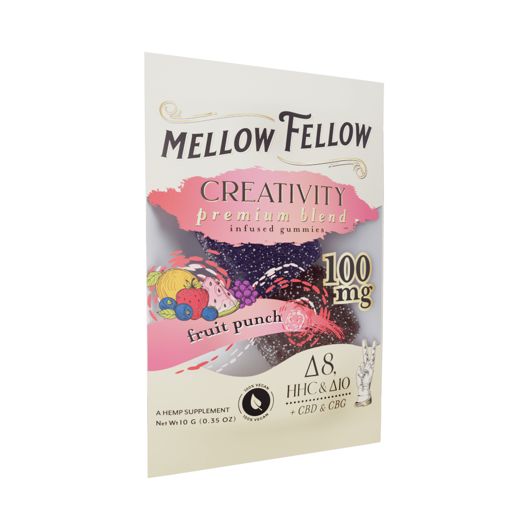 Creativity Blend Fruit Punch 2 ct. Infused Gummies - Delta 8, HHC, Delta 10, CBD, CBG - Mellow Fellow