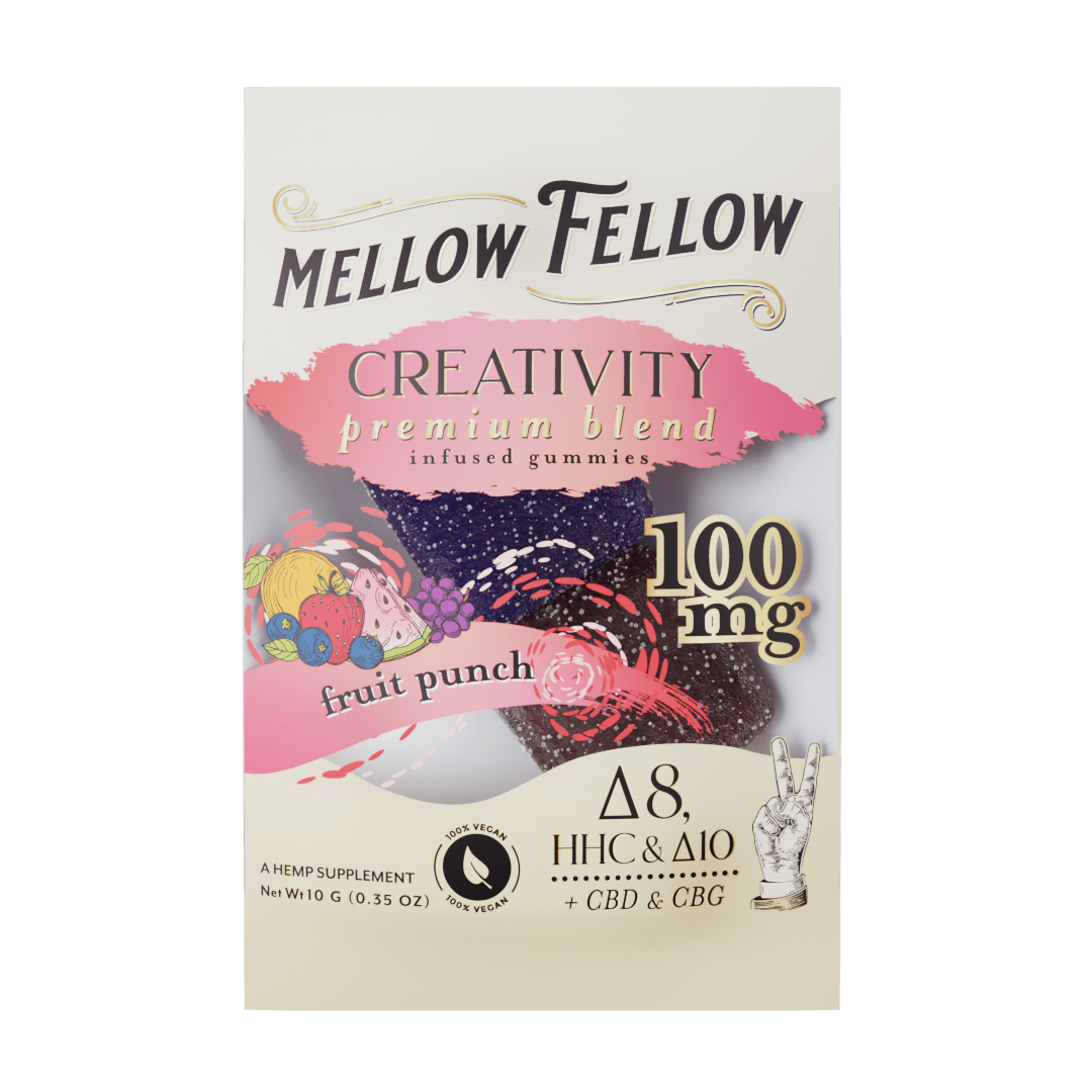 Creativity Blend Fruit Punch 2 ct. Infused Gummies - Delta 8, HHC, Delta 10, CBD, CBG - Mellow Fellow