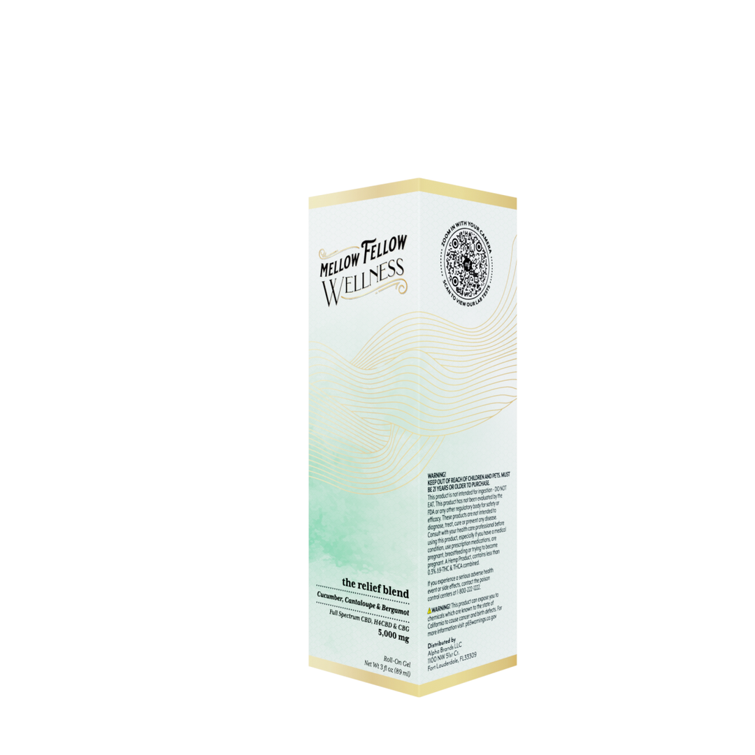 Wellness Roll On Gel - Relief Blend - Cucumber, Cantaloupe and Bergamot - 5000mg - Mellow Fellow