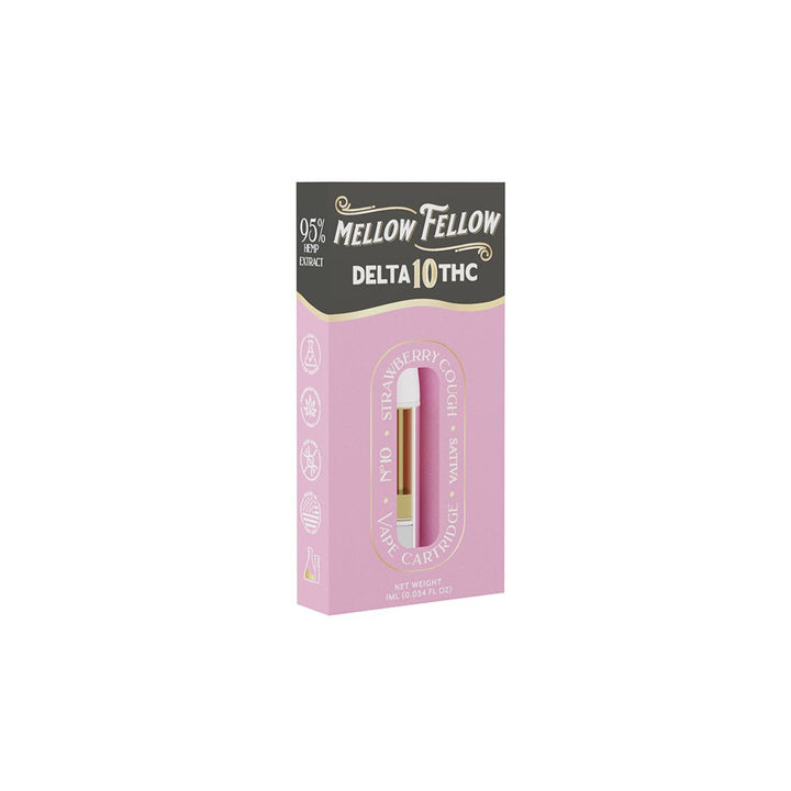 Delta 10 1ml Vape Cartridge - Strawberry Cough (Sativa) - Mellow Fellow