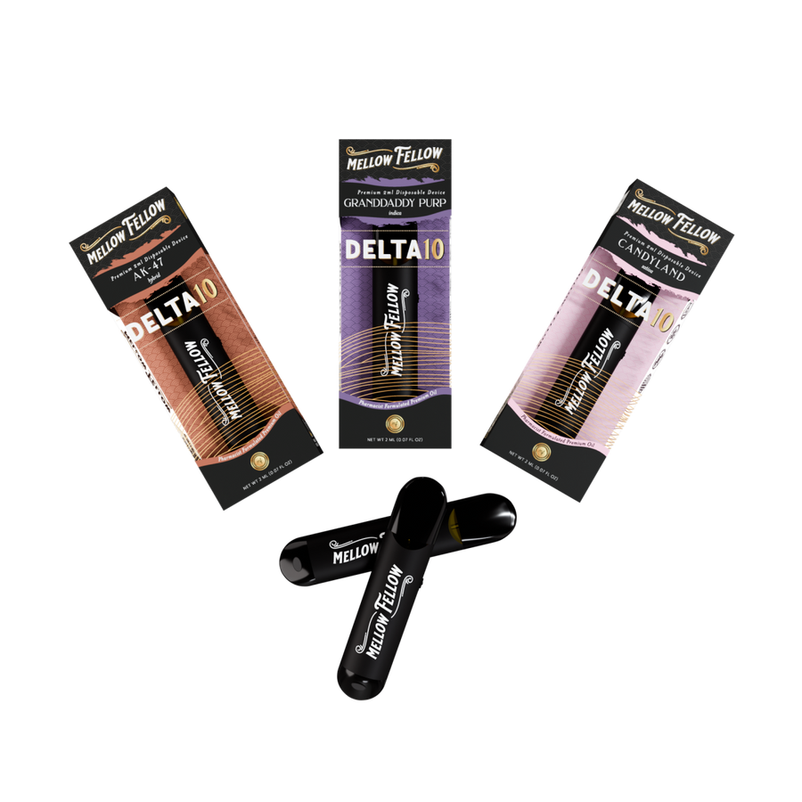 Delta 10 Premium 2ml Disposable Vape Bundle (3 Pack) | Sativa, Hybrid, and Indica - Mellow Fellow