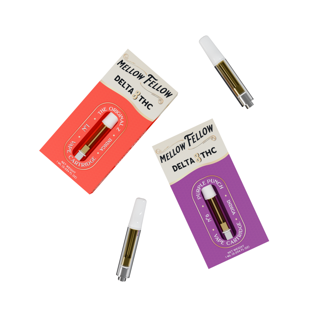 Delta 8 1ml Vape Cartridge Bundle (2 Pack) | Indica - Mellow Fellow