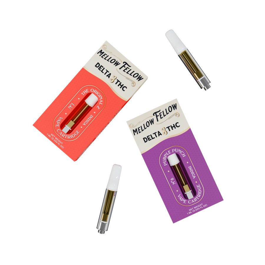 Delta 8 1ml Vape Cartridge Bundle (2 Pack) | Indica - Mellow Fellow