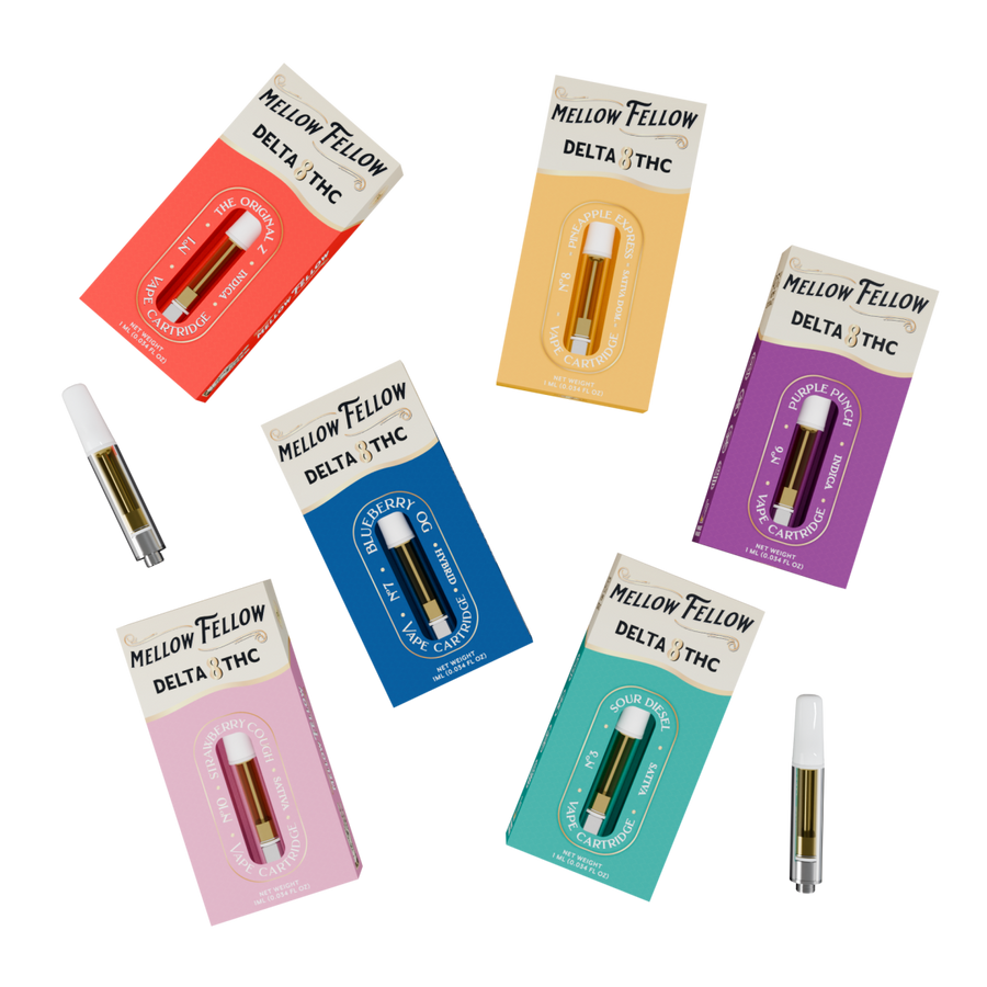 Delta 8 1ml Vape Cartridge Sampler 6 Pack - Mellow Fellow