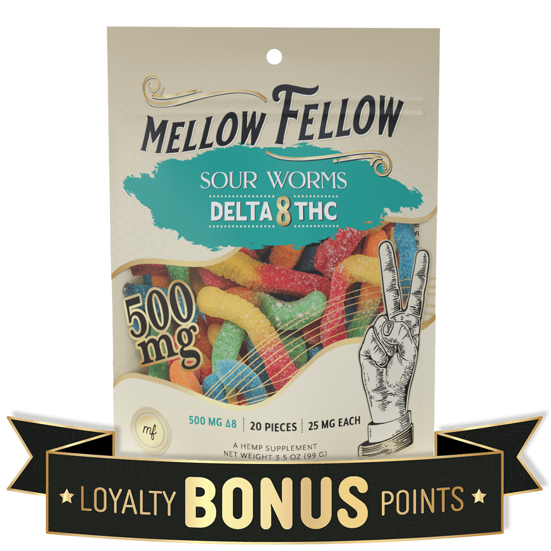 Delta 8 Sour Worms 500mg - Mellow Fellow