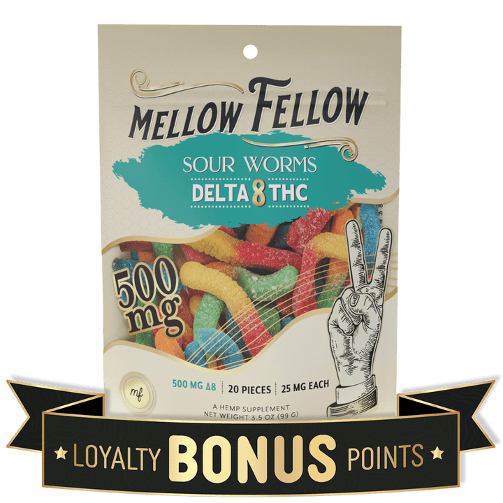 Delta 8 Sour Worms 500mg - Mellow Fellow