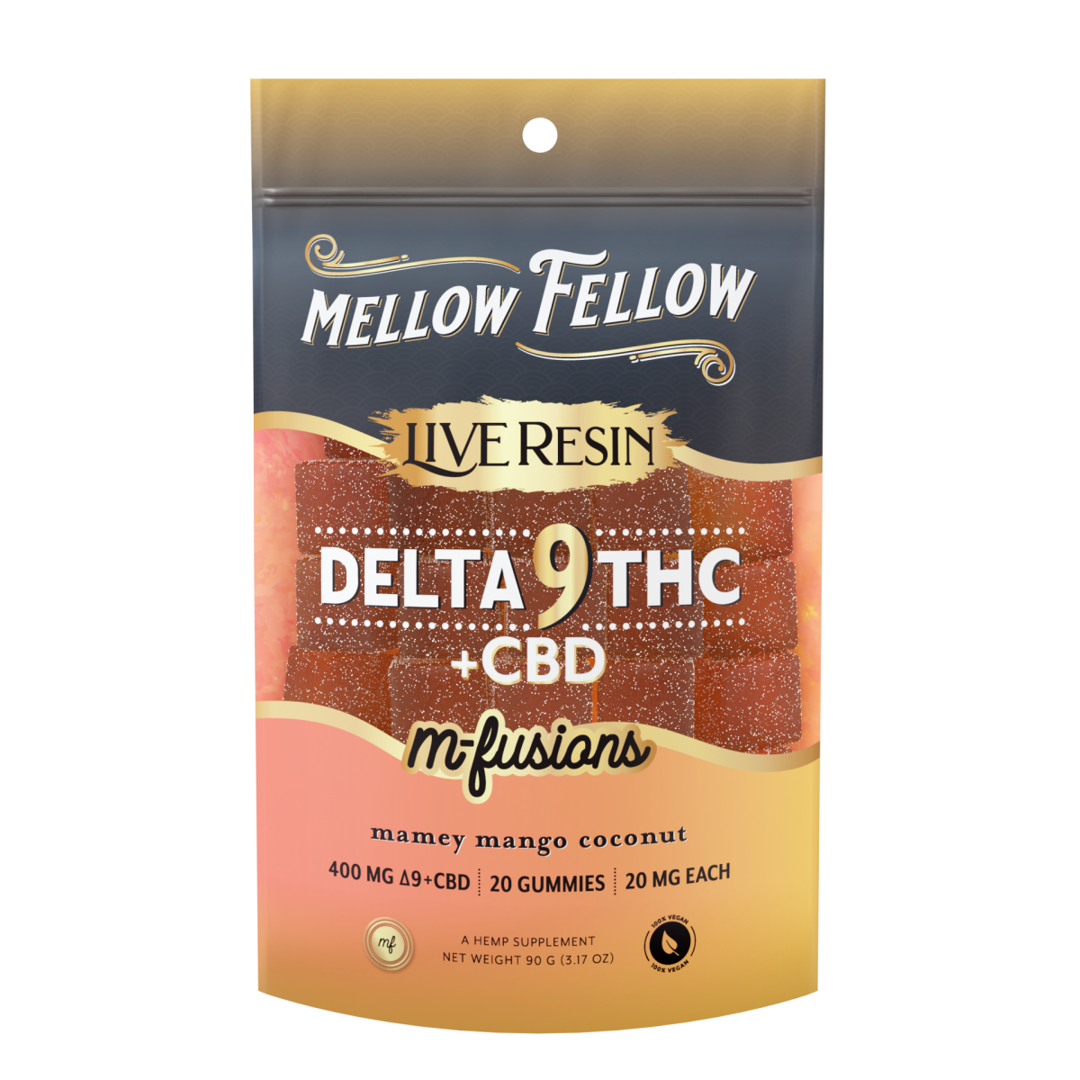 Delta 9 Live Resin Edibles 400mg - Mamey Mango Coconut - Mellow Fellow