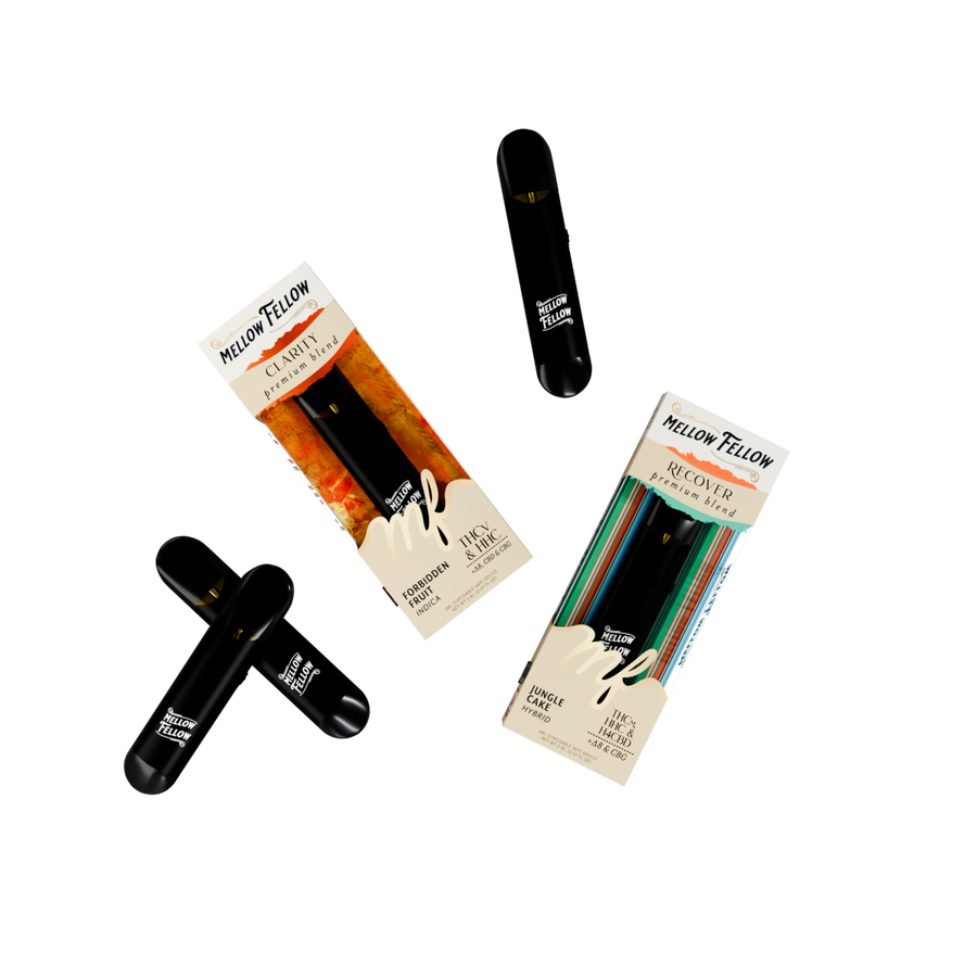 Clarity (Forbidden Fruit) & Recover (Jungle Cake) 2ml Disposable Vape - Day/Night Bundle (Indica/Hybrid) - Mellow Fellow