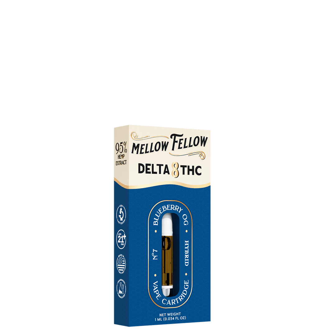 Delta 8 1ml Vape Cartridge - Blueberry OG (Hybrid) - Mellow Fellow