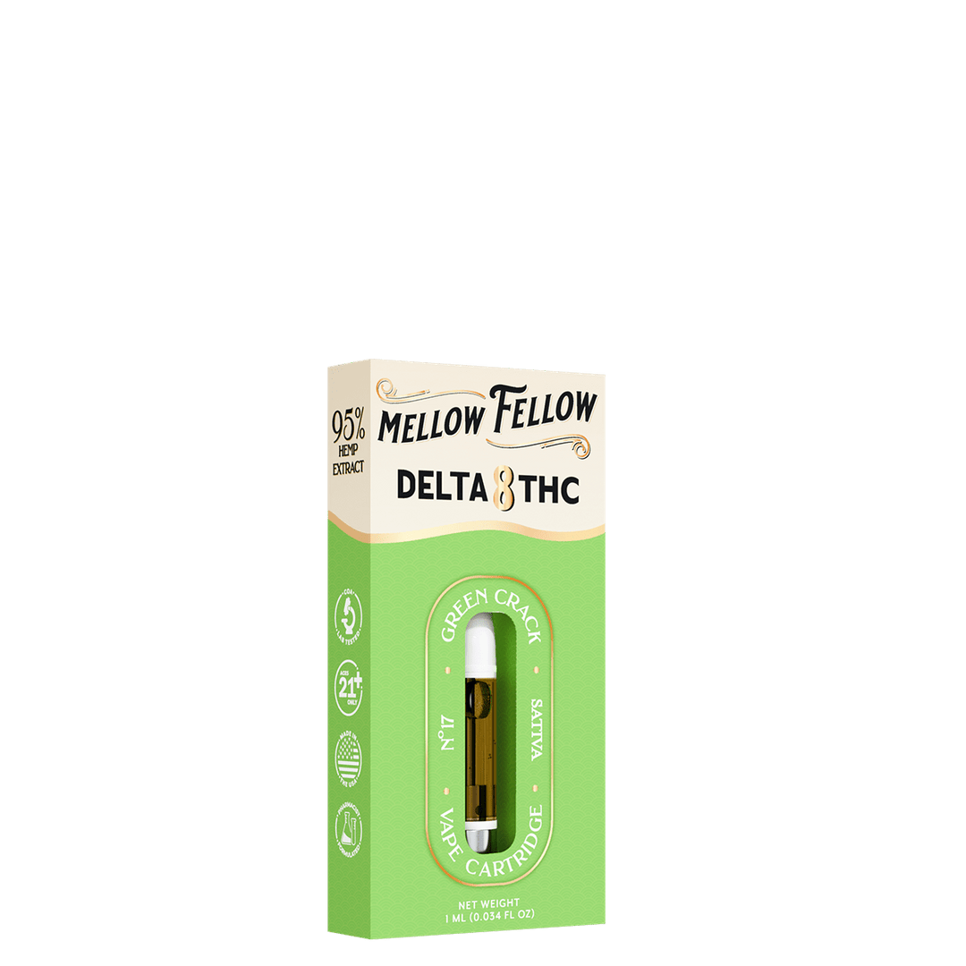 Delta 8 1ml Vape Cartridge - Green Crack (Sativa) - Mellow Fellow