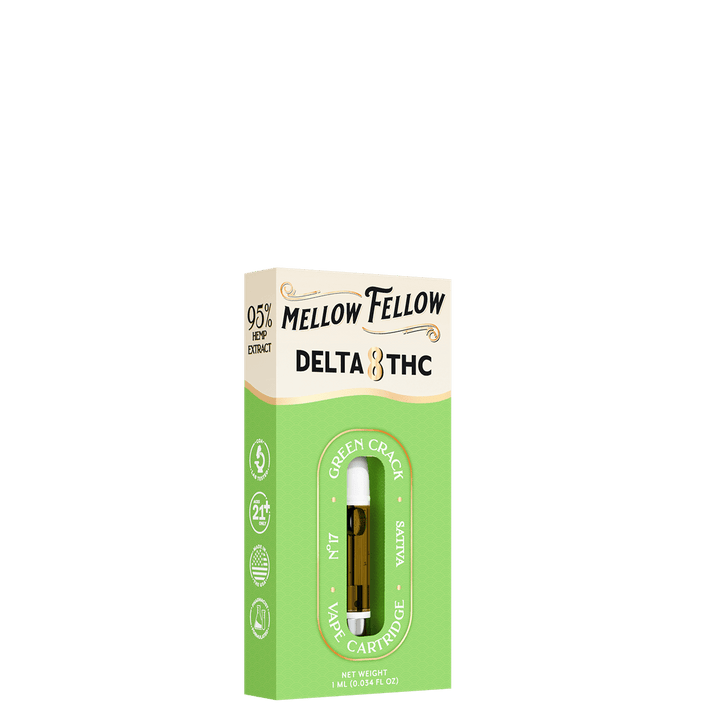 Delta 8 1ml Vape Cartridge - Green Crack (Sativa) - Mellow Fellow