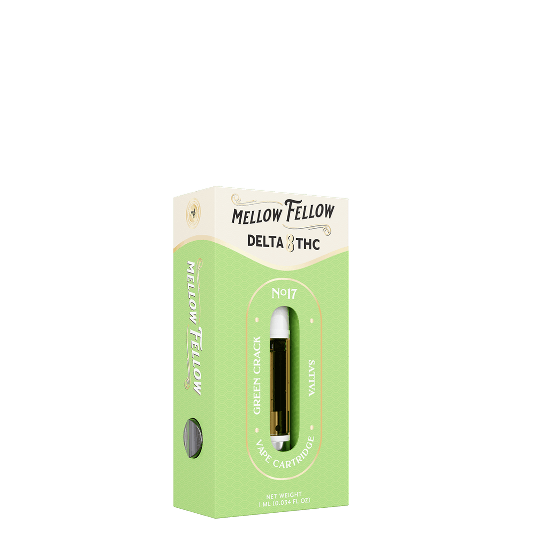 Delta 8 1ml Vape Cartridge - Green Crack (Sativa) - Mellow Fellow