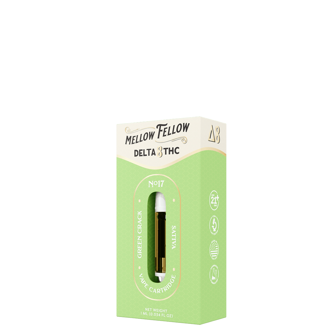 Delta 8 1ml Vape Cartridge - Green Crack (Sativa) - Mellow Fellow