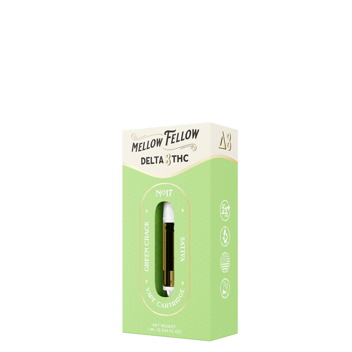 Delta 8 1ml Vape Cartridge - Green Crack (Sativa) - Mellow Fellow