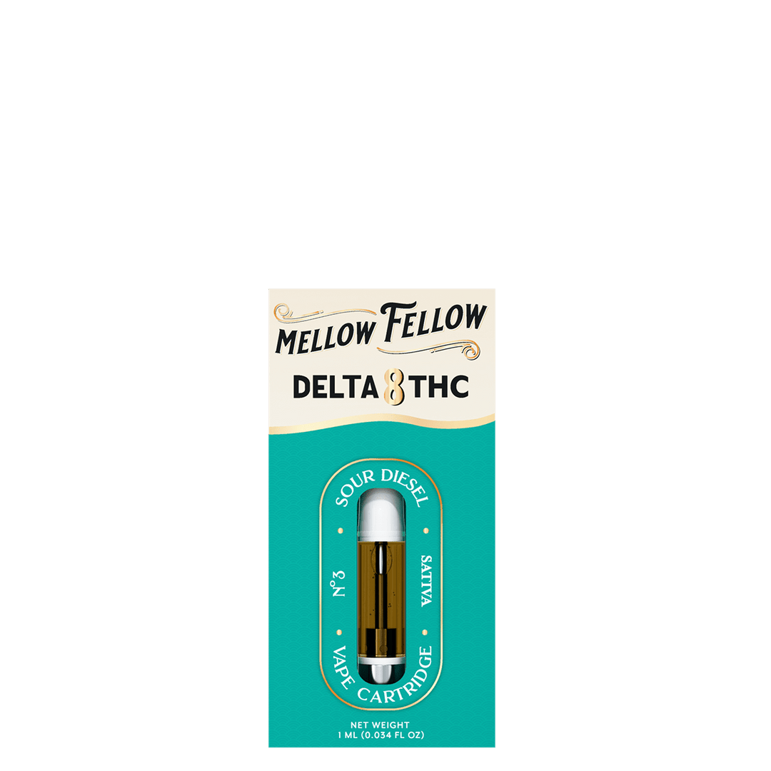 Delta 8 1ml Vape Cartridge - Sour Diesel (Sativa) - Mellow Fellow