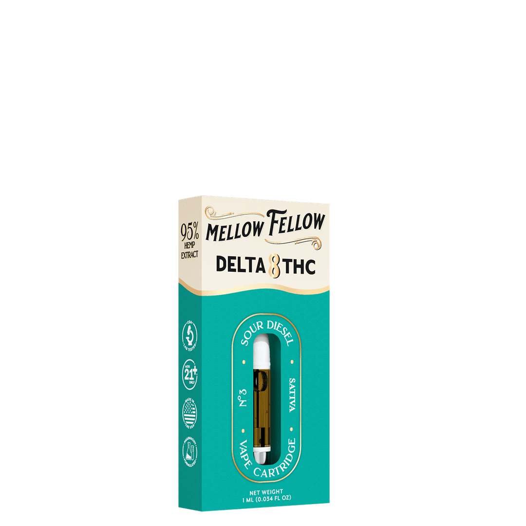 Delta 8 1ml Vape Cartridge - Sour Diesel (Sativa) - Mellow Fellow