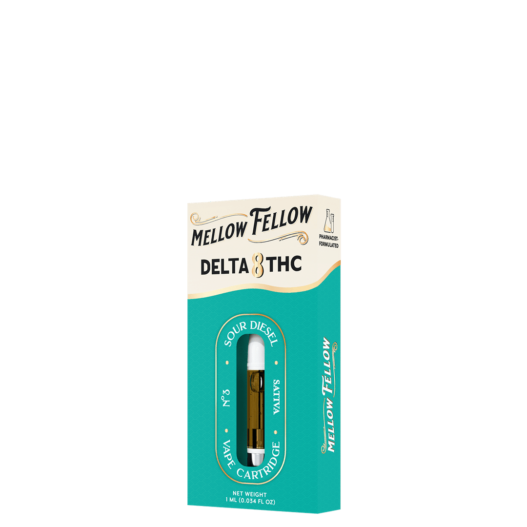 Delta 8 1ml Vape Cartridge - Sour Diesel (Sativa) - Mellow Fellow