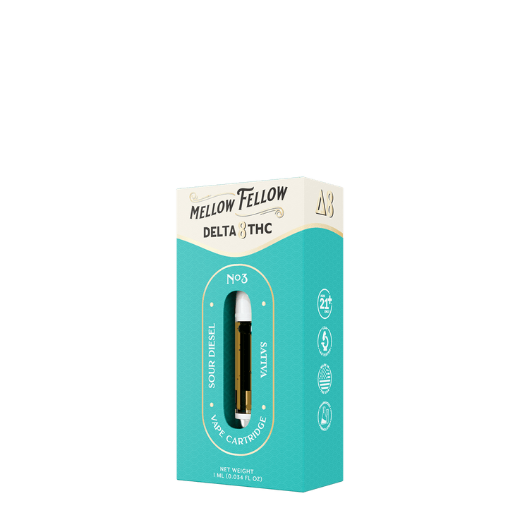 Delta 8 1ml Vape Cartridge - Sour Diesel (Sativa) - Mellow Fellow