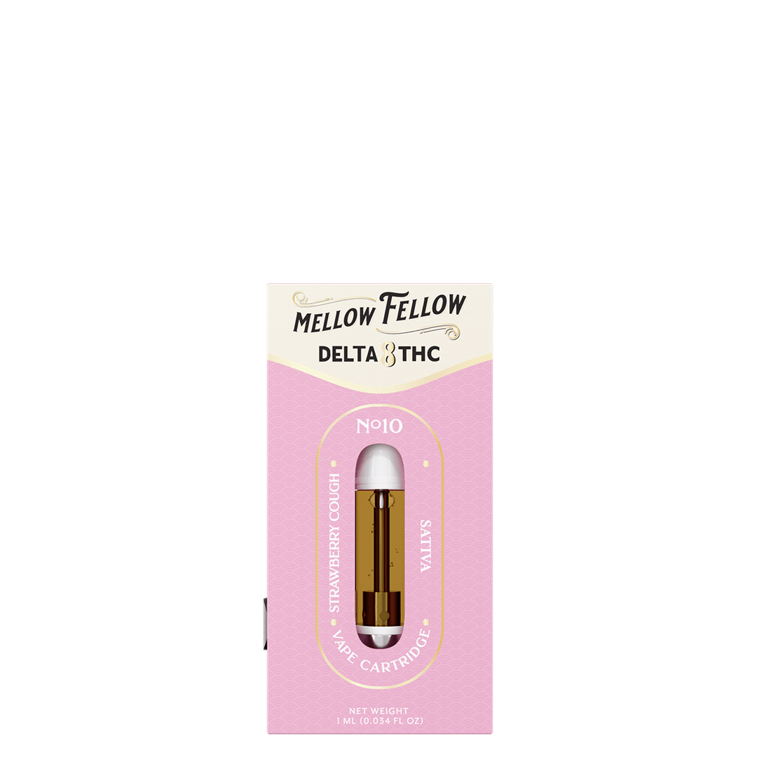 Delta 8 1ml Vape Cartridge - Strawberry Cough (Sativa) - Mellow Fellow