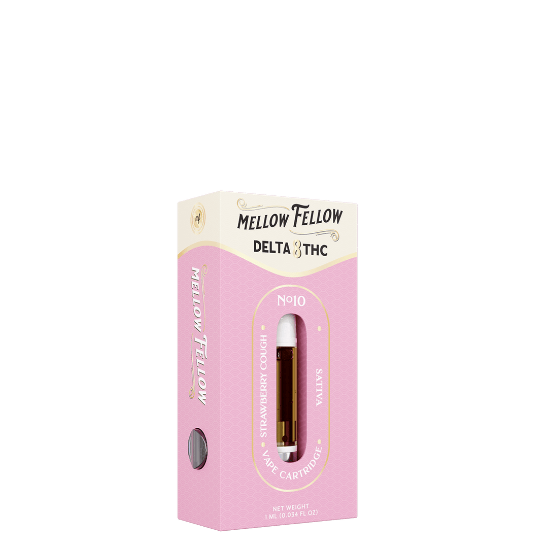 Delta 8 1ml Vape Cartridge - Strawberry Cough (Sativa) - Mellow Fellow