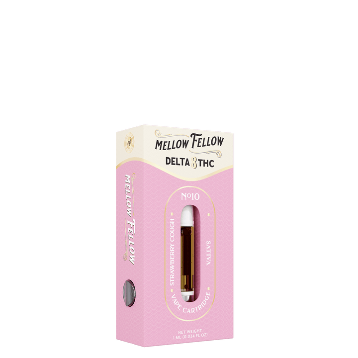 Delta 8 1ml Vape Cartridge - Strawberry Cough (Sativa) - Mellow Fellow