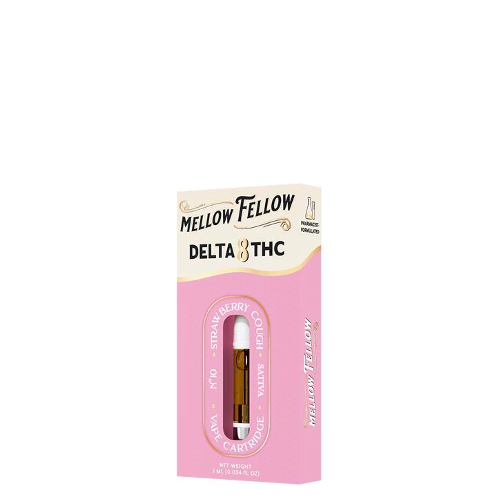 Delta 8 1ml Vape Cartridge - Strawberry Cough (Sativa) - Mellow Fellow