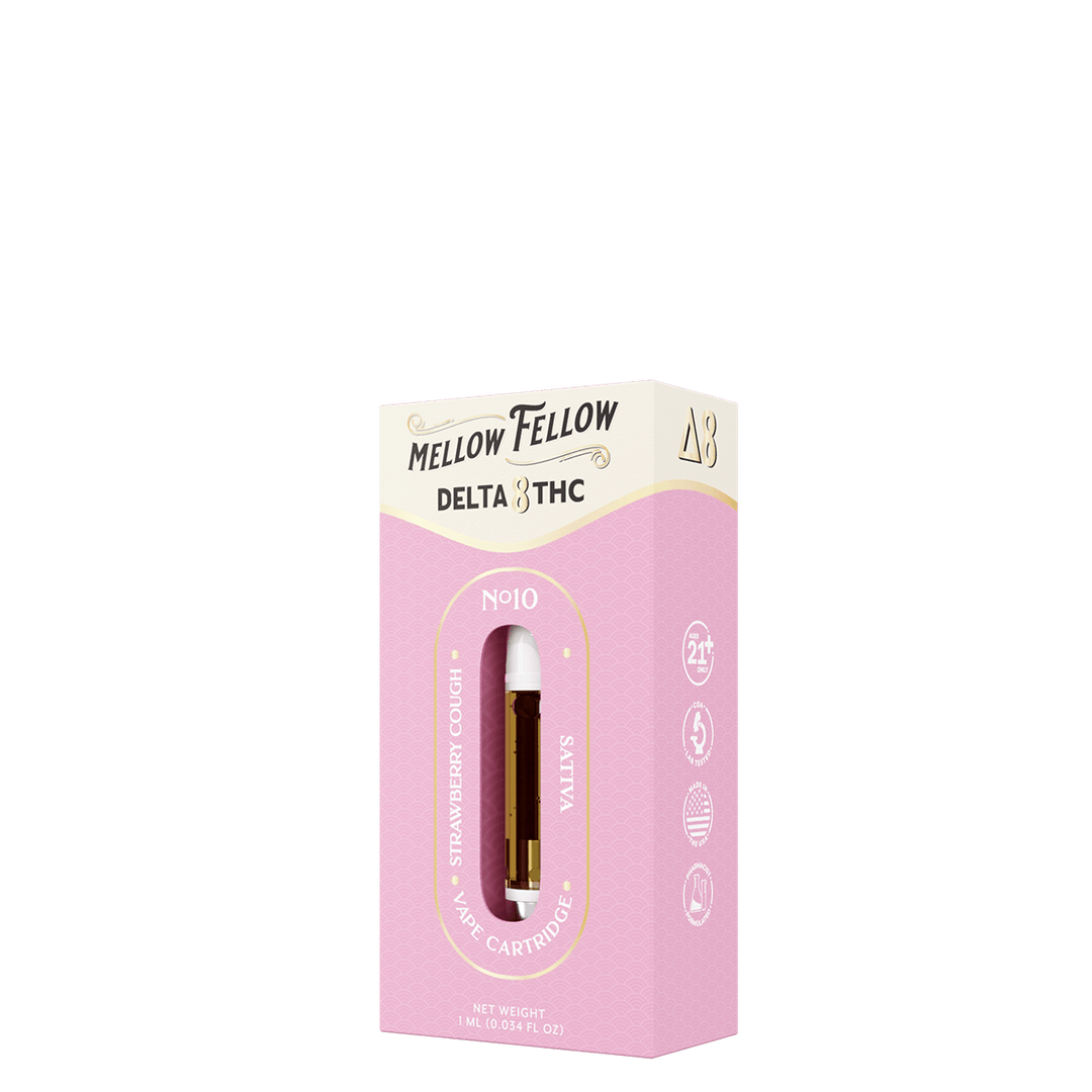 Delta 8 1ml Vape Cartridge - Strawberry Cough (Sativa) - Mellow Fellow