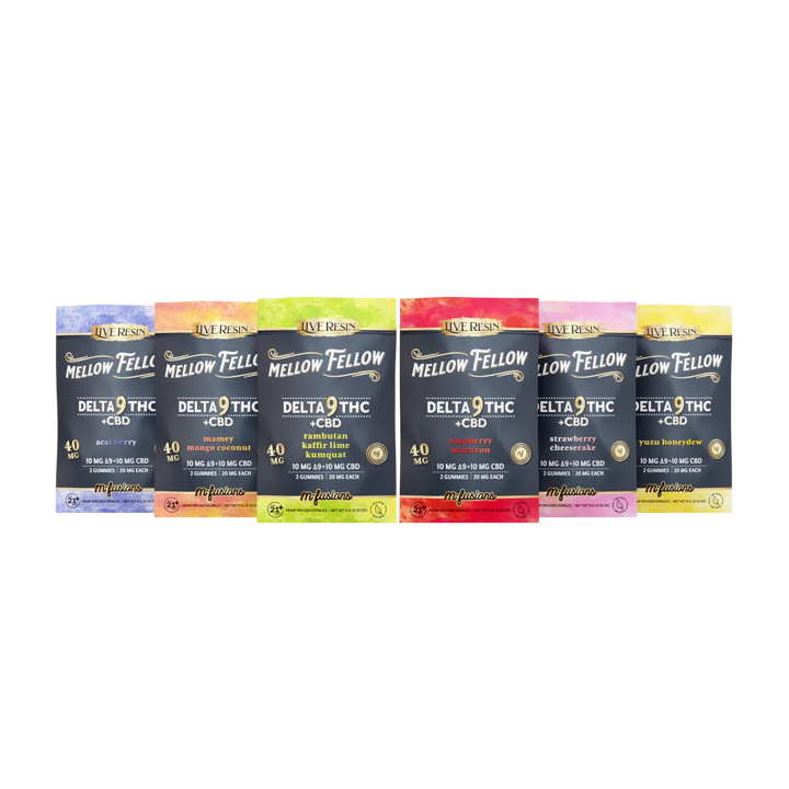 Delta 9 Live Resin Gummies 40mg 2 ct. - 6 Pack Sampler - Mellow Fellow
