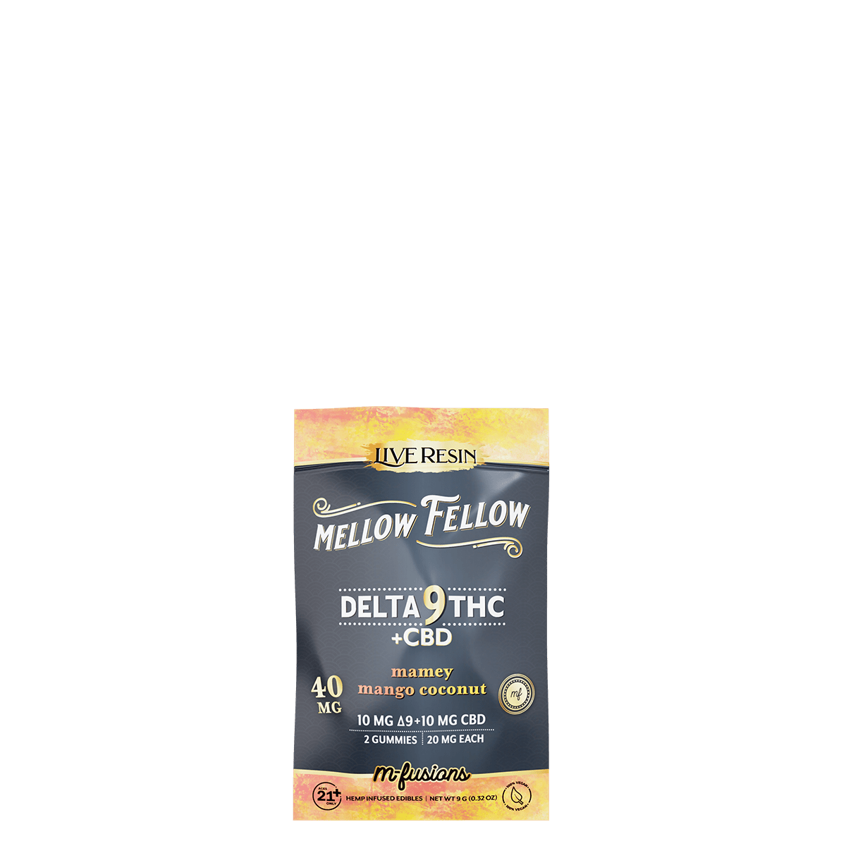 Delta 9 Live Resin Gummies 40mg 2 ct. - Mamey Mango Coconut