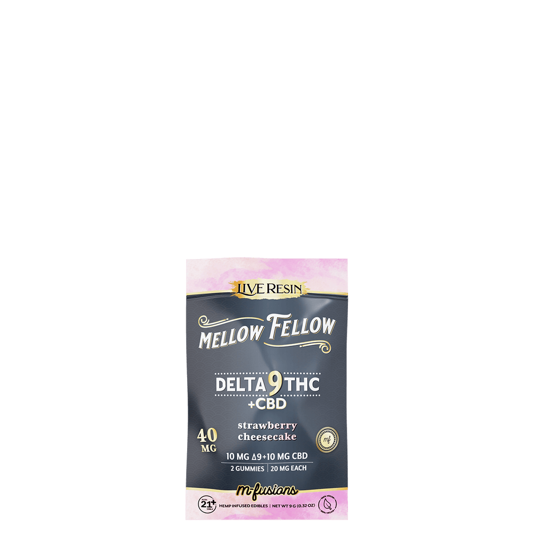 Delta 9 Live Resin Gummies 40mg 2 ct. - Strawberry Cheesecake - Mellow Fellow