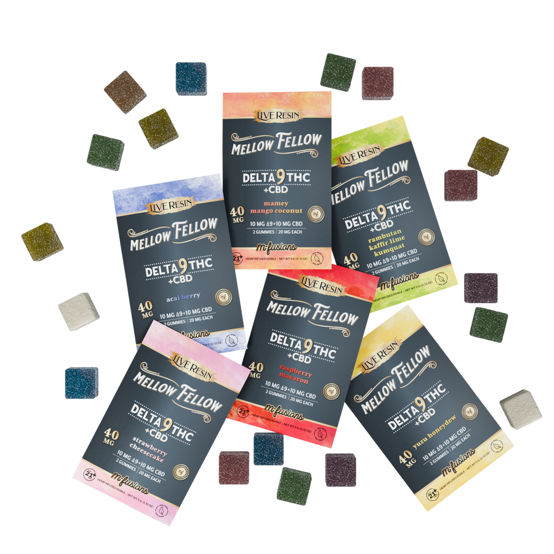 Delta 9 Live Resin Gummies 40mg 2 ct. - 6 Pack Sampler - Mellow Fellow
