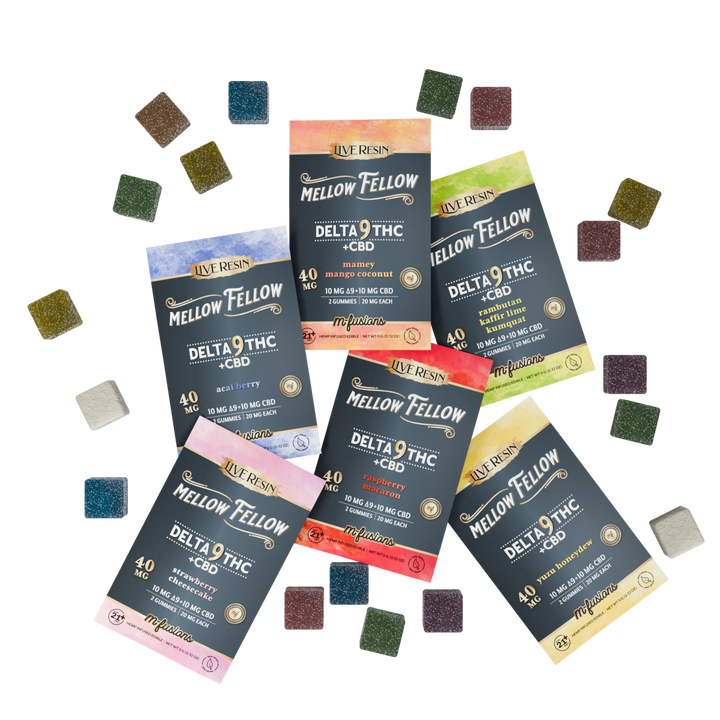 Delta 9 Live Resin Gummies 40mg 2 ct. - 6 Pack Sampler - Mellow Fellow