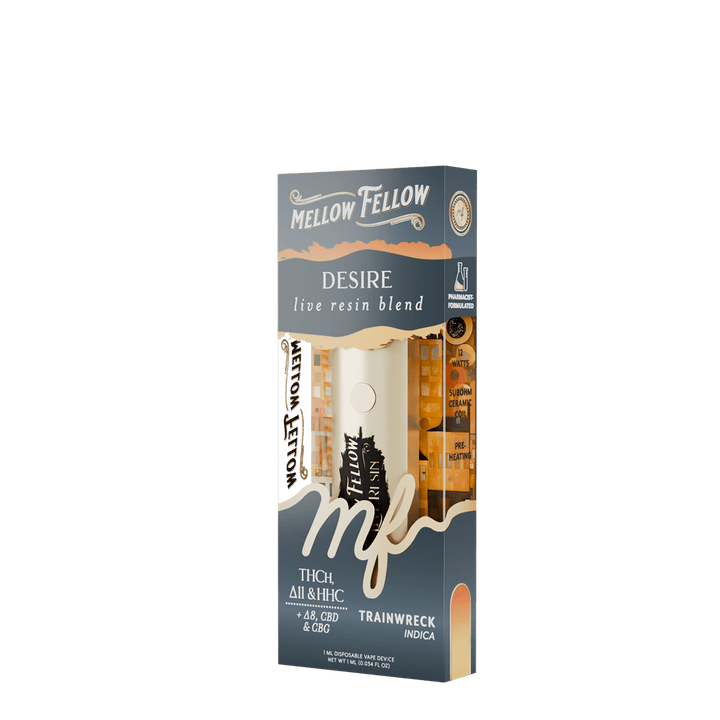 Desire Blend - Destination: Paris - Live Resin 1ml Disposable Vape - Trainwreck (Indica) - Mellow Fellow