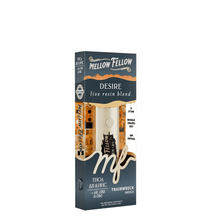 Desire Blend - Destination: Paris - Live Resin 1ml Disposable Vape - Trainwreck (Indica) - Mellow Fellow