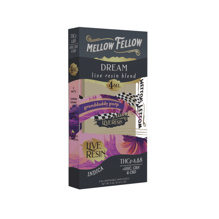 Dream Blend 4ml Live Resin Disposable Vape - Granddaddy Purp (Indica) - Mellow Fellow