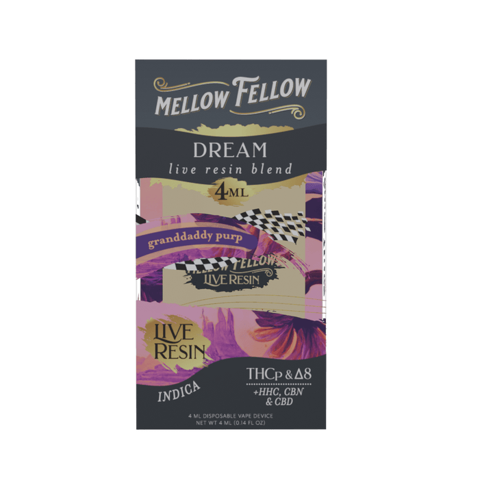 Dream Blend 4ml Live Resin Disposable Vape - Granddaddy Purp (Indica) - Mellow Fellow