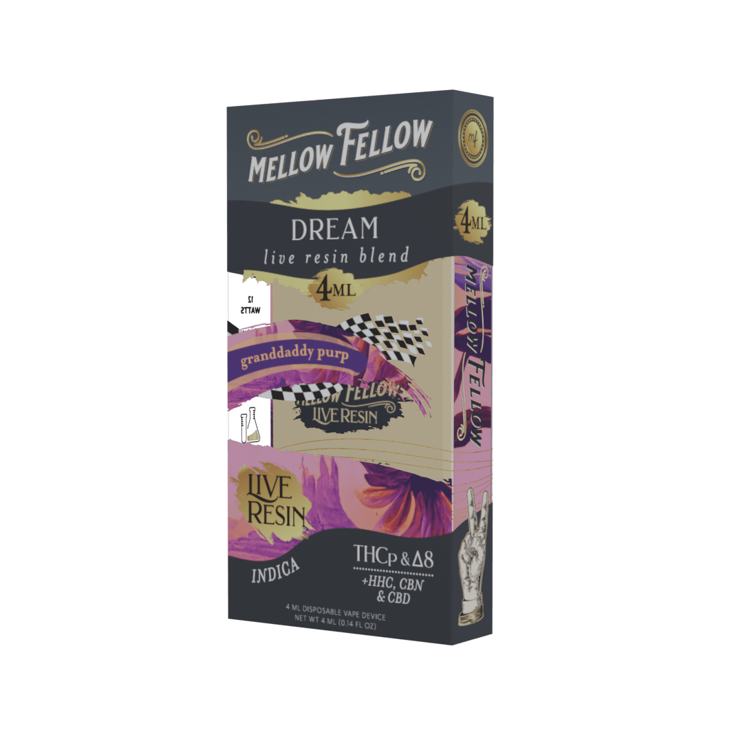 Dream Blend 4ml Live Resin Disposable Vape - Granddaddy Purp (Indica) - Mellow Fellow