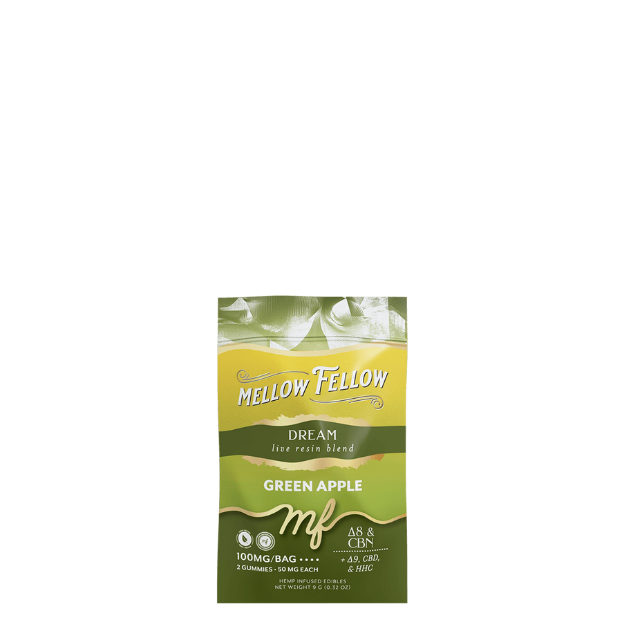Dream Blend - Live Resin M - Fusions Edibles Sachets - Green Apple 100mg - Mellow Fellow