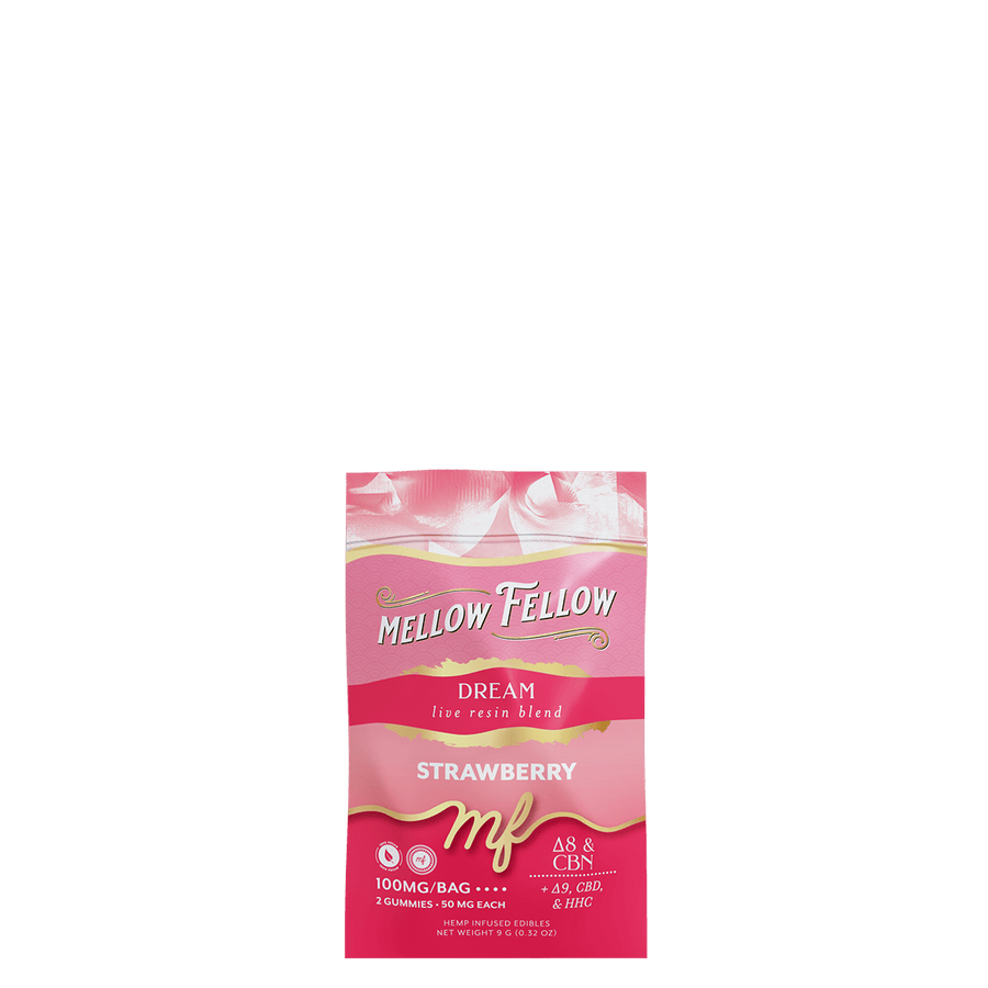 Dream Blend - Live Resin M - Fusions Edibles Sachets - Strawberry 100mg - Mellow Fellow