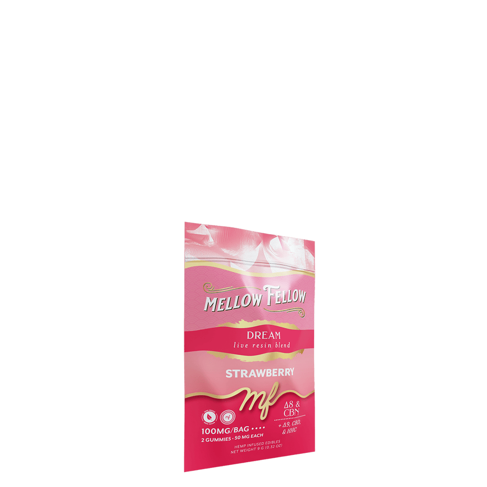 Dream Blend - Live Resin M - Fusions Edibles Sachets - Strawberry 100mg - Mellow Fellow