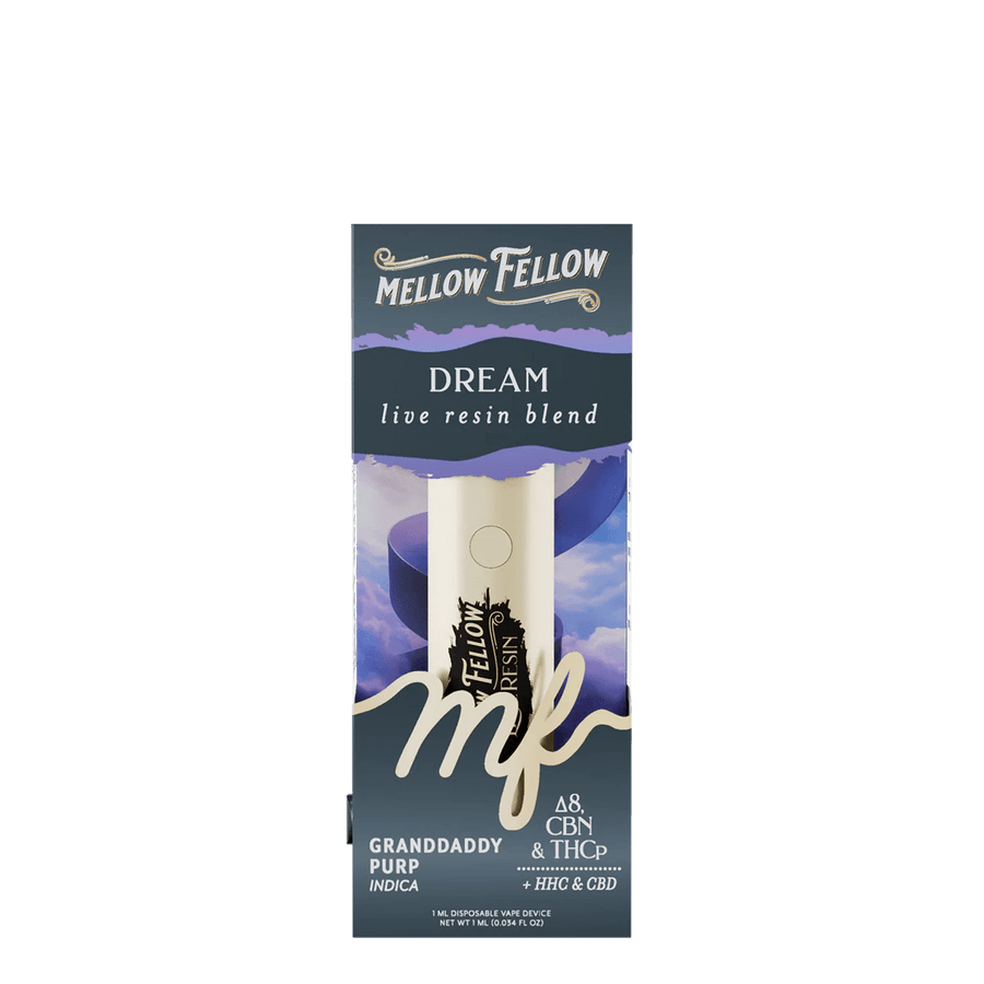 Dream Blend - Live Resin 1ml Disposable Vape - Granddaddy Purp (Indica Mellow Fellow Dream Blend - Live Resin 1ml Disposable Vape - Granddaddy Purp (Indica Mellow Fellow