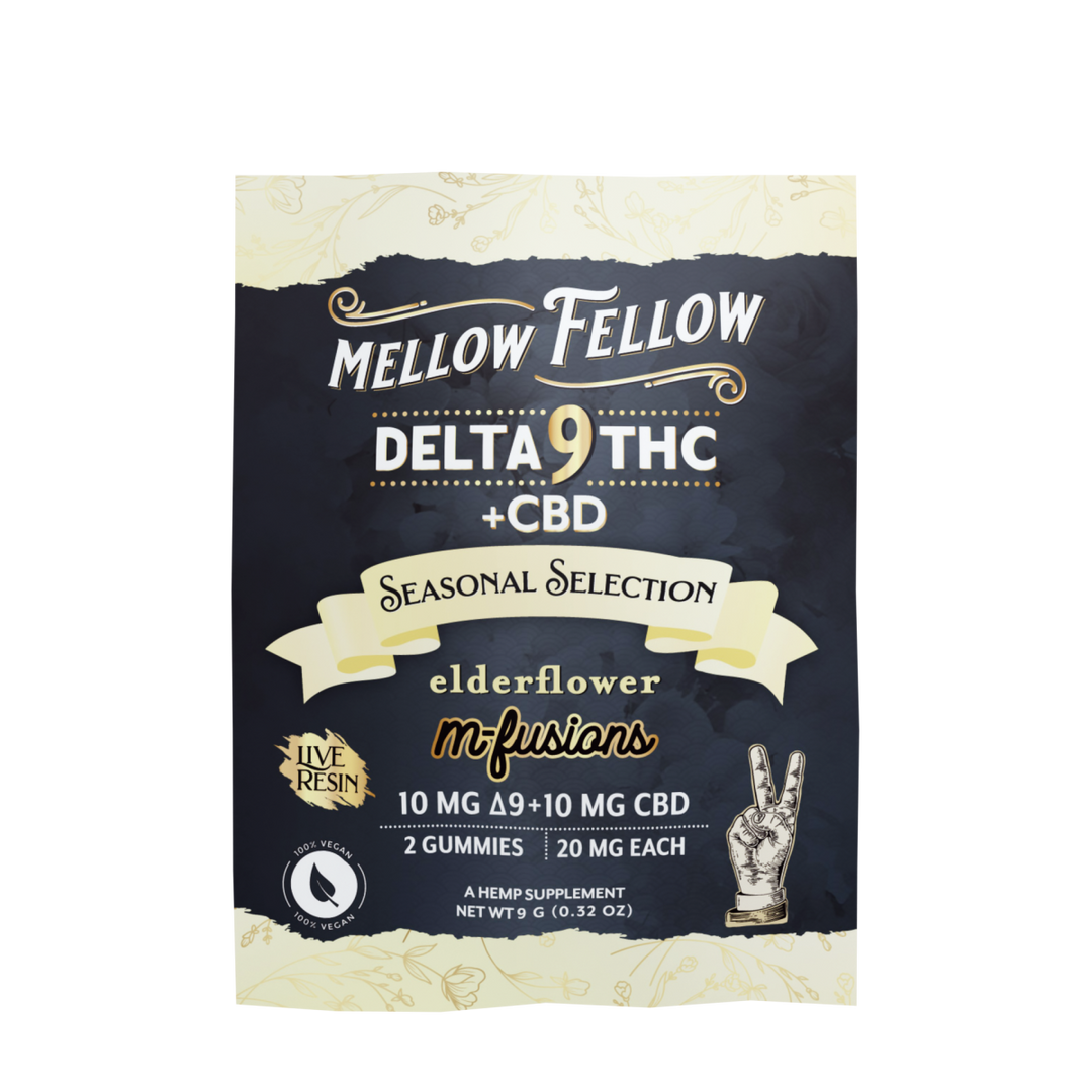 Live Resin Infused Edibles - 2 ct. 40mg Delta 9 THC & CBD - Elderflower (Seasonal Selection) - Mellow Fellow