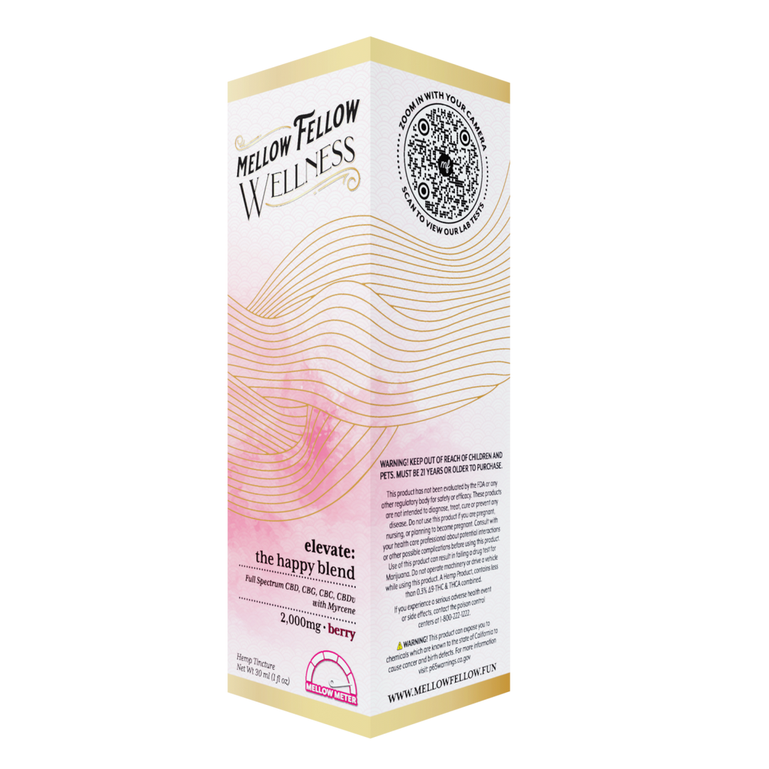 Wellness Tincture - Elevate: The Happy Blend - Berry - 2000mg - Mellow Fellow