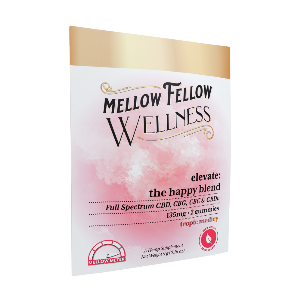 Wellness 2 ct. Gummies - Elevate: The Happy Blend - Tropic Medley - 135mg - Mellow Fellow