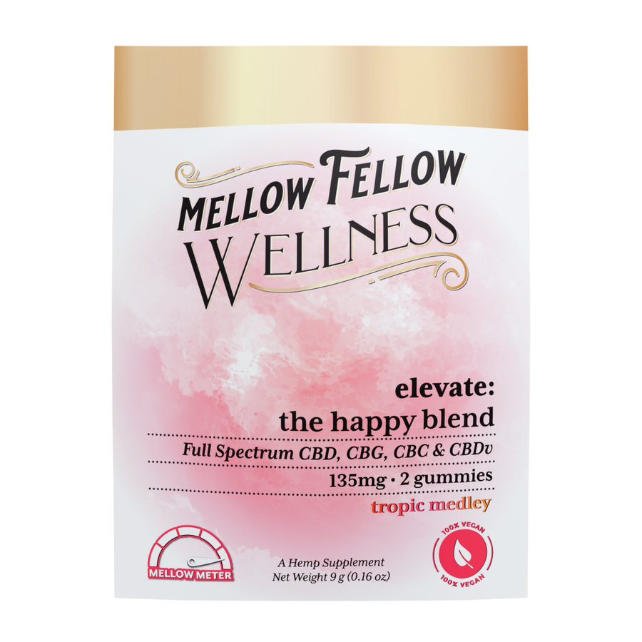 Wellness 2 ct. Gummies - Elevate: The Happy Blend - Tropic Medley - 135mg - Mellow Fellow