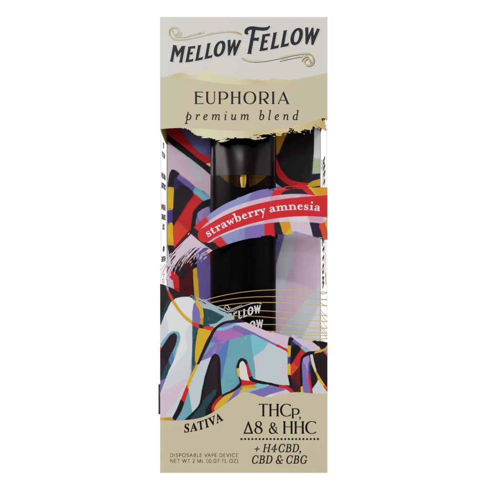 Euphoria Blend 2ml Disposable Vape - Strawberry Amnesia (Sativa) - Mellow Fellow