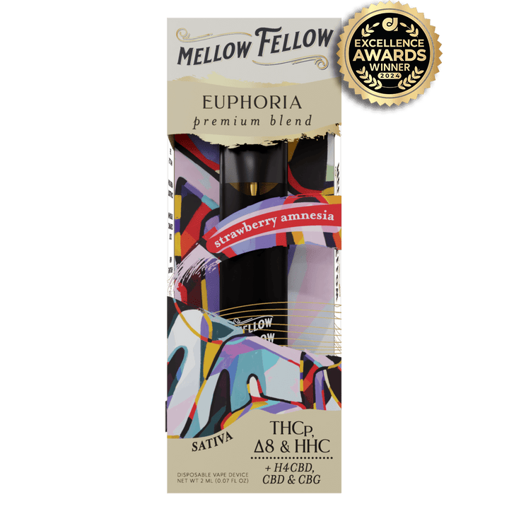 Euphoria Blend 2ml Disposable Vape - Strawberry Amnesia (Sativa) - Mellow Fellow