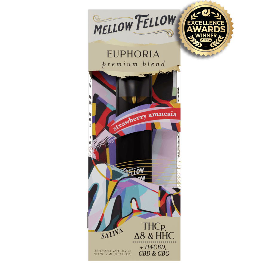 Euphoria Blend 2ml Disposable Vape - Strawberry Amnesia (Sativa) - Mellow Fellow