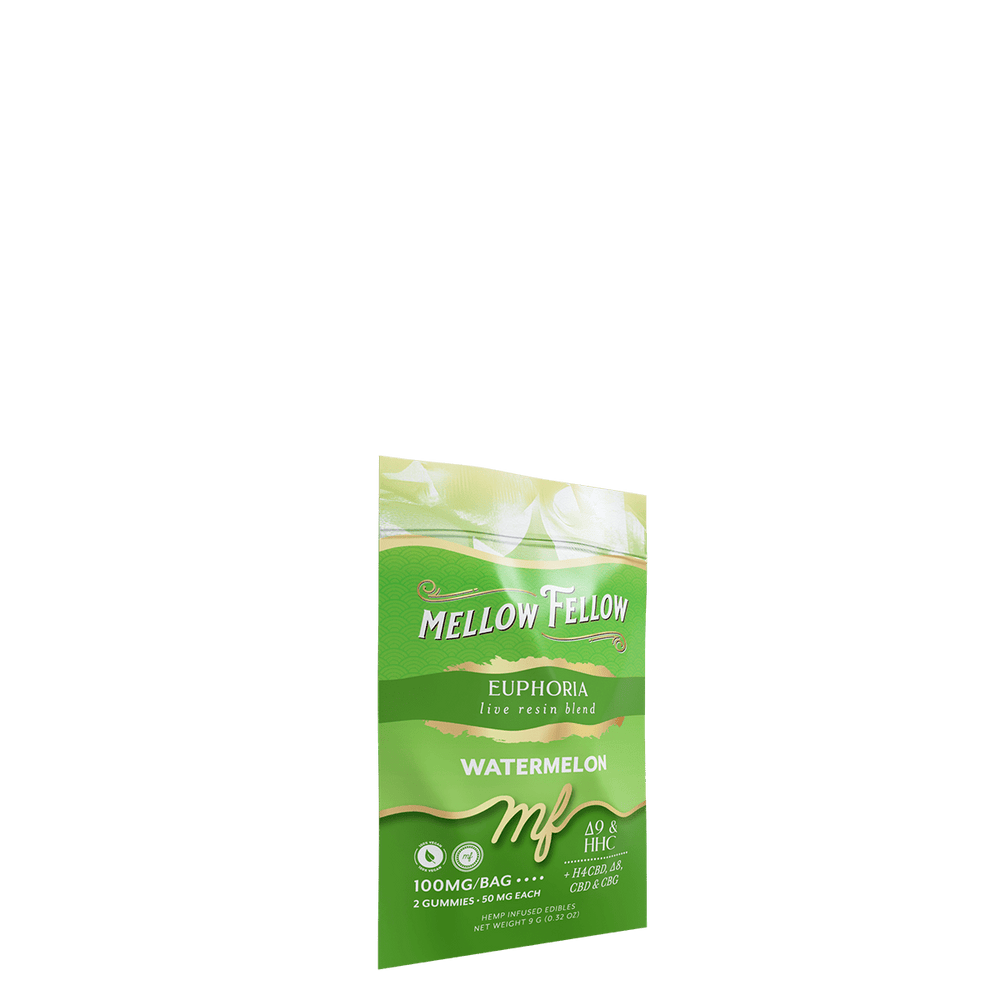 Euphoria Blend - Live Resin M - Fusions Edibles Sachets - Watermelon 100mg - Mellow Fellow